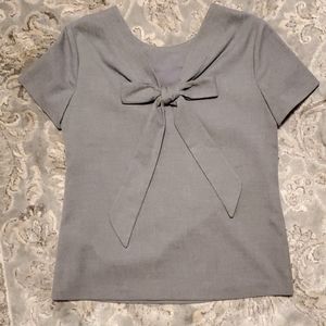 Gray bow back blouse